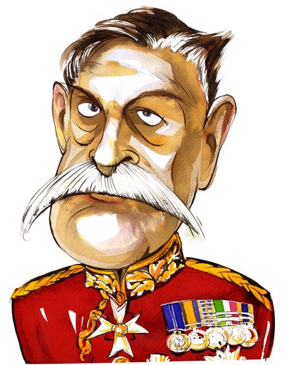 Caricatura en color del Primer Conde Haig de Bernersyde, Mariscal de Campo Británico (1861-1928) en uniforme de Neale Osborne